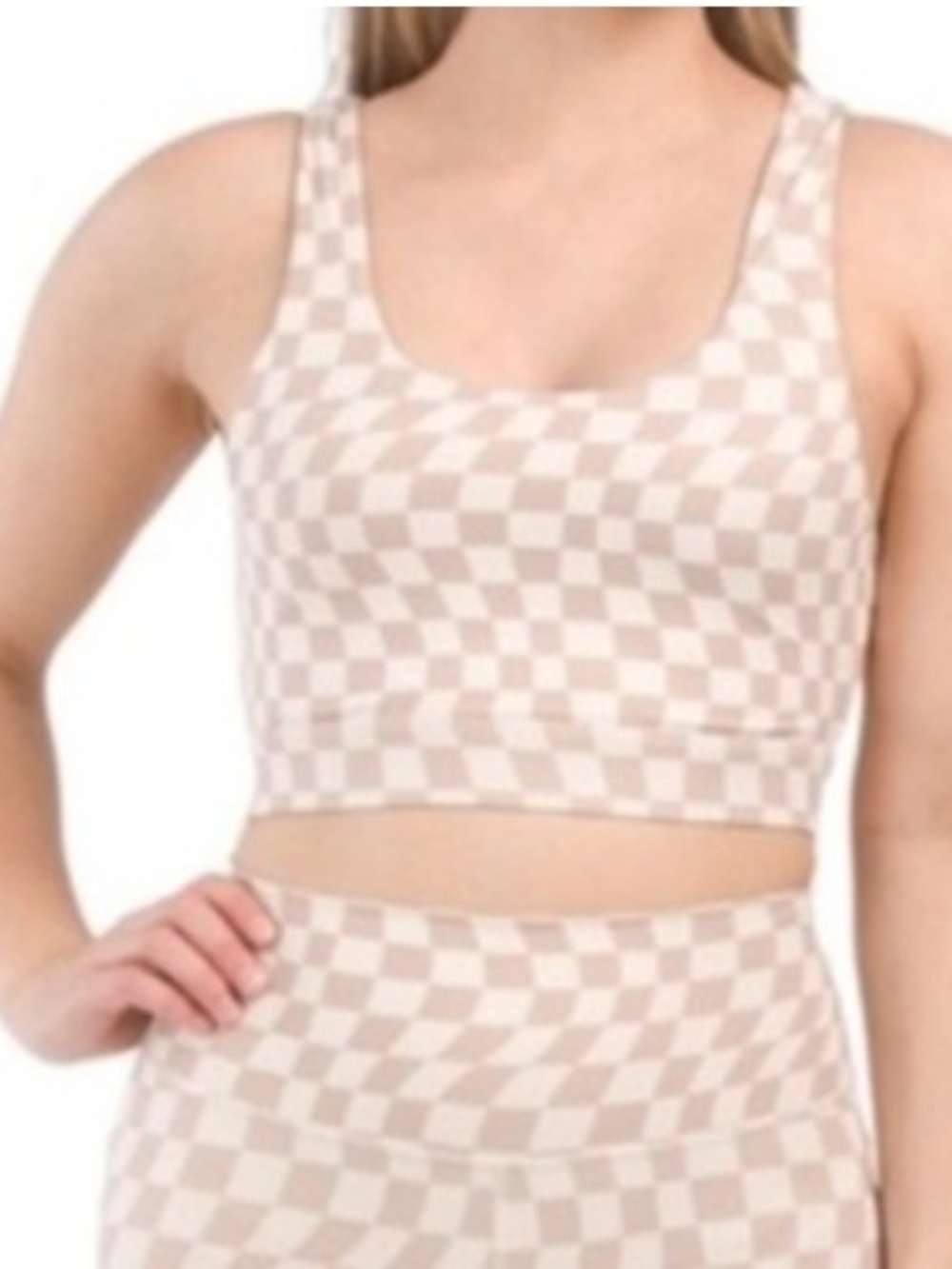 Wilo The Label Seamless Checkered Crop Sports Bra